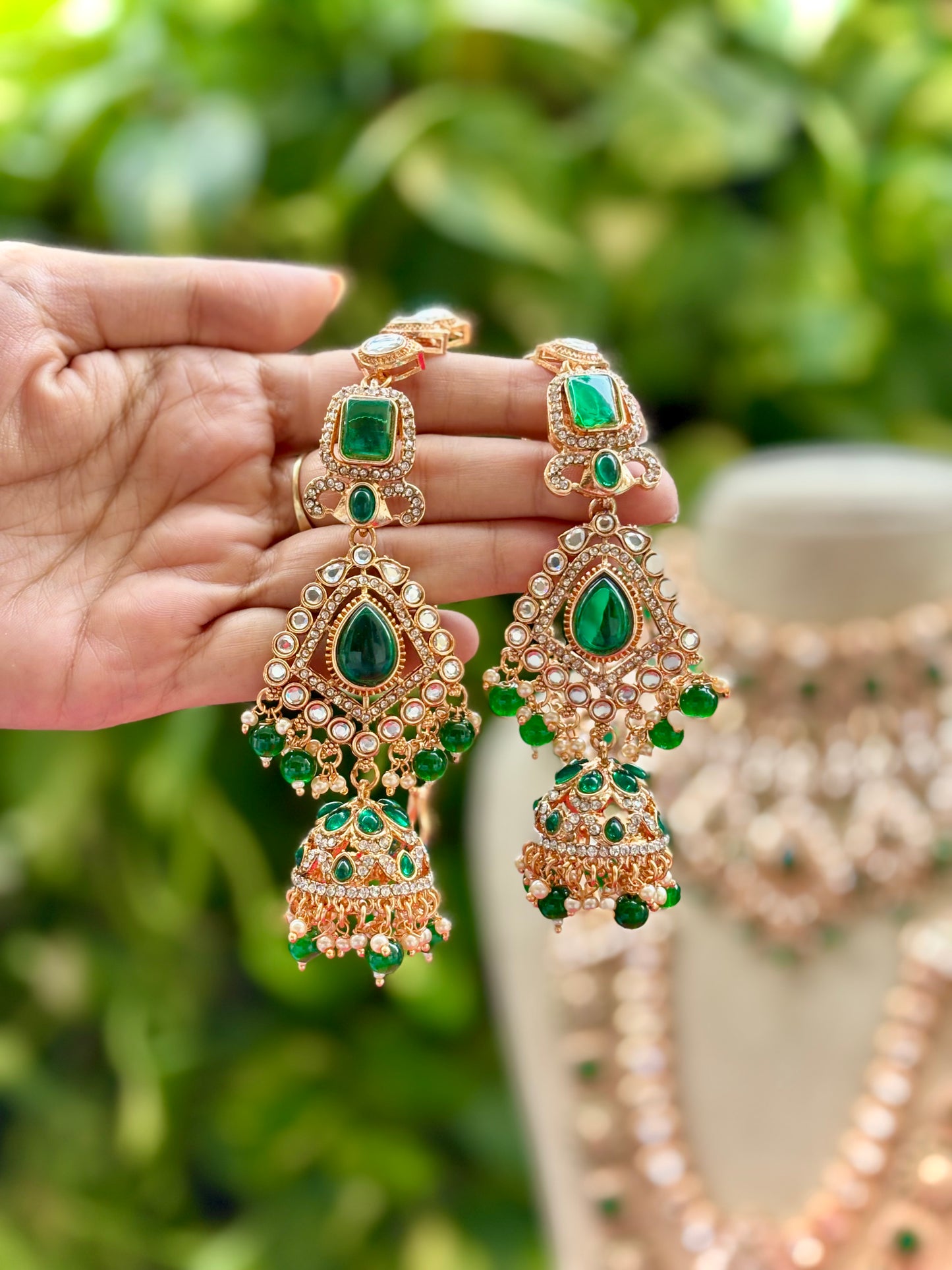 Green Shraya Kundan Bridal Jewellery Set