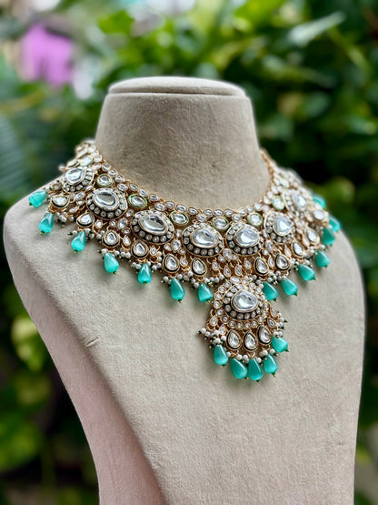Turquoise Ravya Kundan Bridal Jewellery Set
