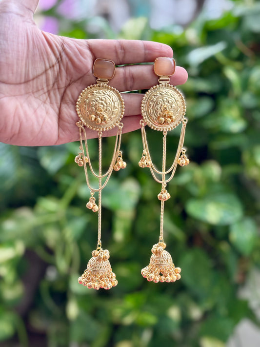 Peach Arzzo Kashmiri Earrings