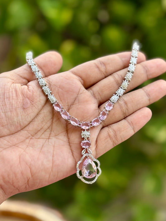Pink Ruhi Zirconia Jewellery Set