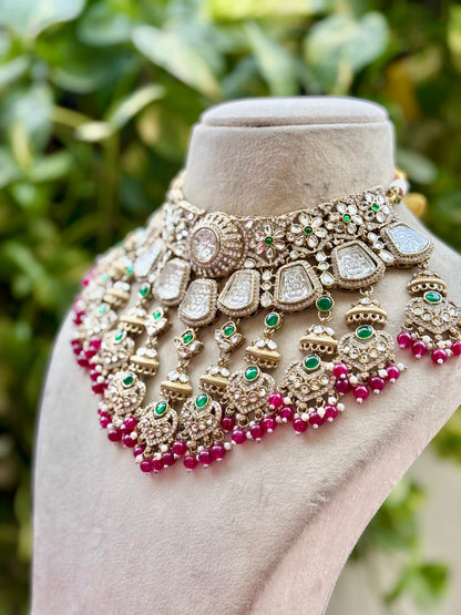 Multicolour Kashiwa Kundan Bridal Jewellery Set
