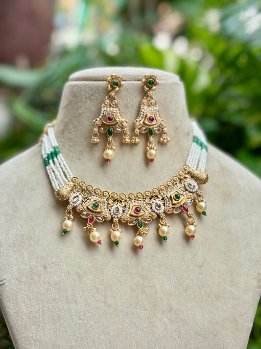 Multicolour Raha Kundan Jewellery Set