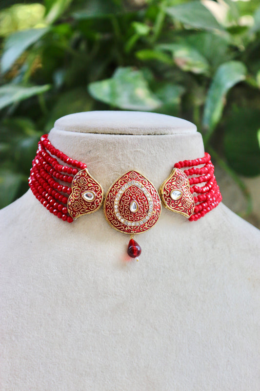 Maroon Ishu Kundan Jewellery Set