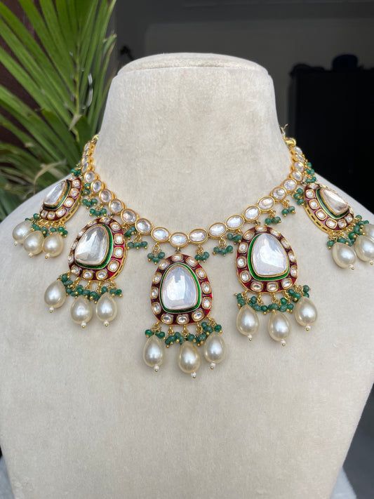 Multicolour Gauri Kundan Pearl Jewellery Set