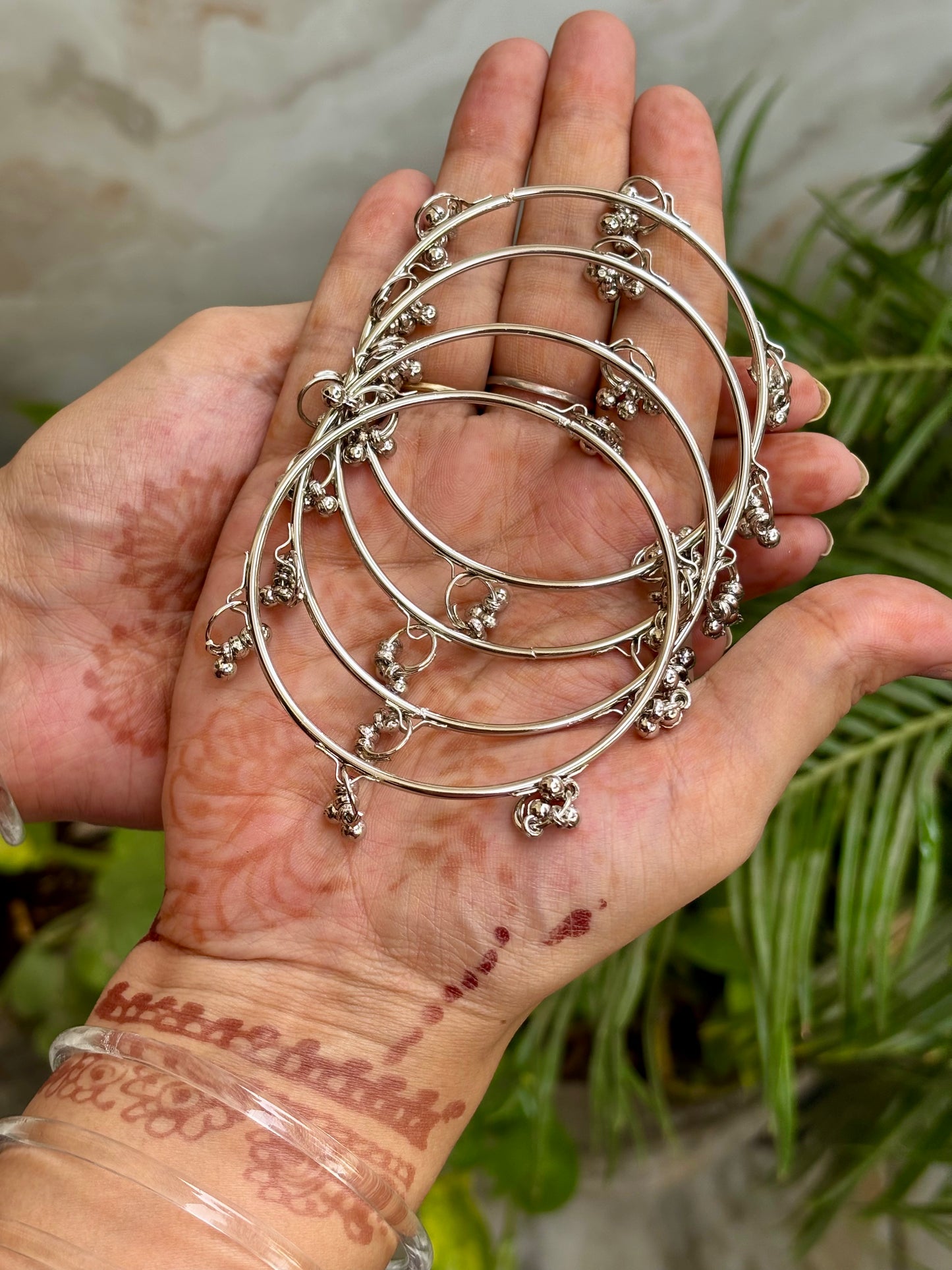 Silver Kashmiri Ghungroo Bangles (Set of 4)