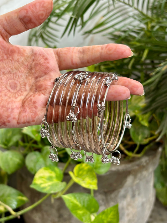 Mouse Crystal Jelly Bangles set with Kashmiri Bangles