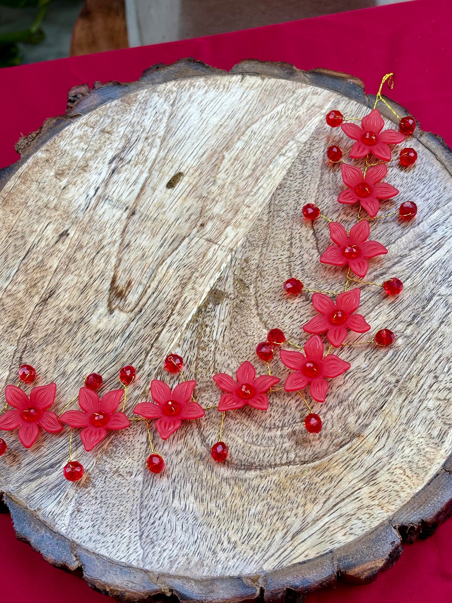 Red Ramya Hair Tiara