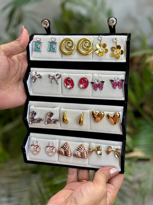 Set Of 12 Cute Designer Earrings Gift Box