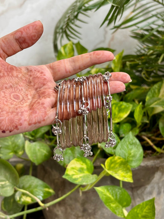 Mouse Crystal Jelly Bangles set with Kashmiri Bangles
