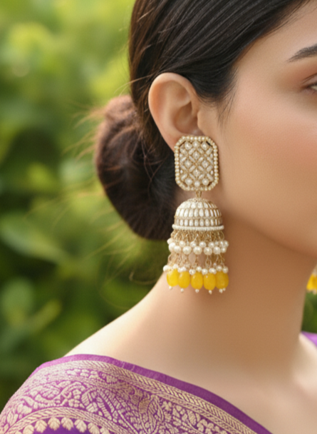Yellow Sandya Jhumkis