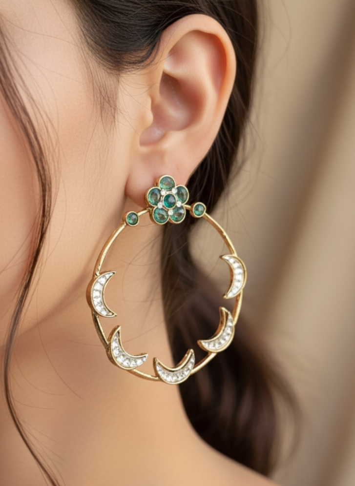 Turquoise Geet Hoops Chandbalis