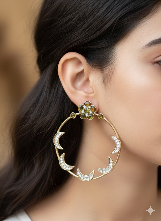 Mehendi Green Geet Hoops Chandbalis