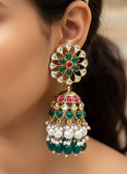 Green Ruby Mohana Jhumkis