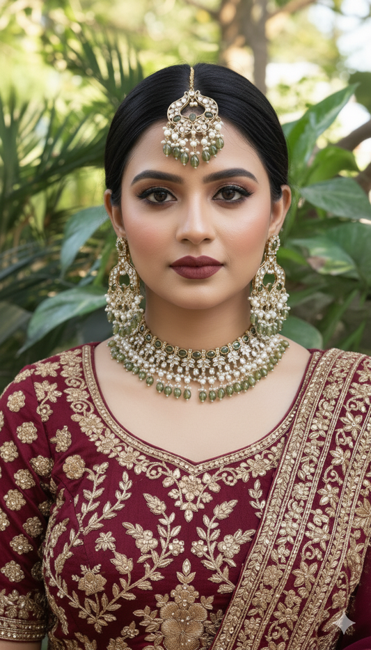 Mehendi Green Maya Antique Jewellery Set