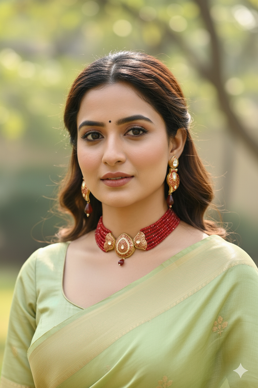 Maroon Ishu Kundan Jewellery Set