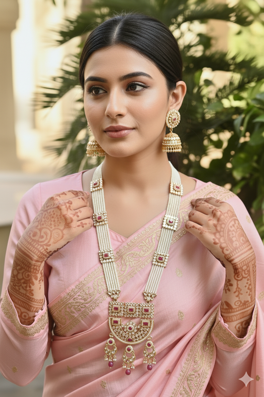Pink Rabya Kundan Jewellery Set