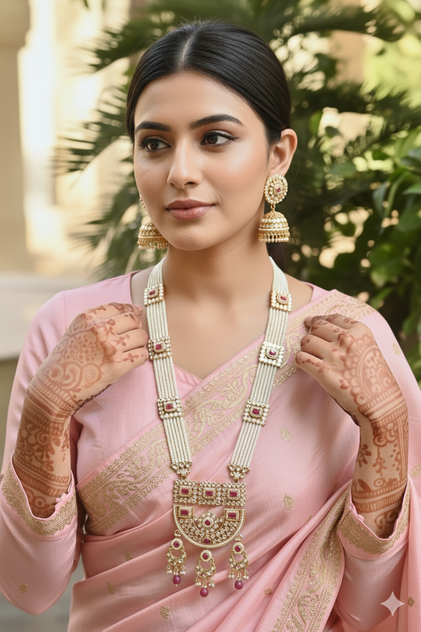Pink Rabya Kundan Jewellery Set
