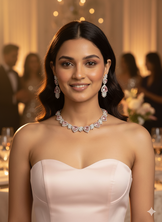 Pink Heart Zirconia Necklace