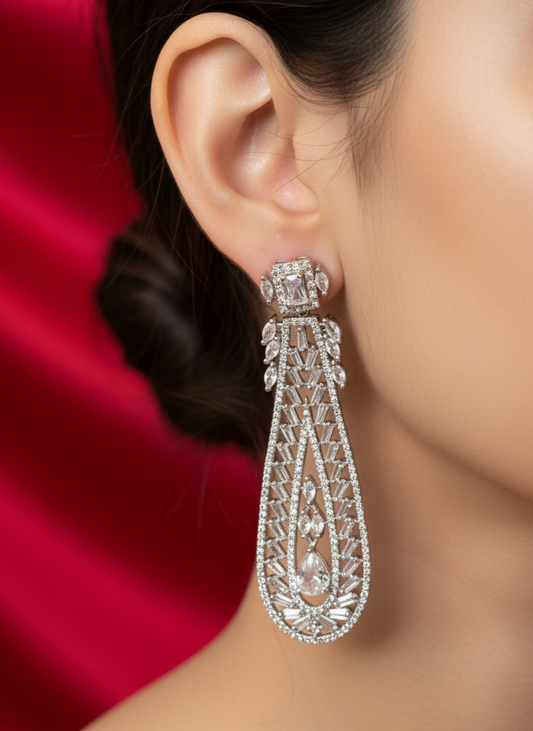 Silver Vara Zirconia Earrings