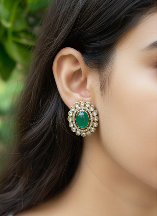 Antique Emerald Iris Studs