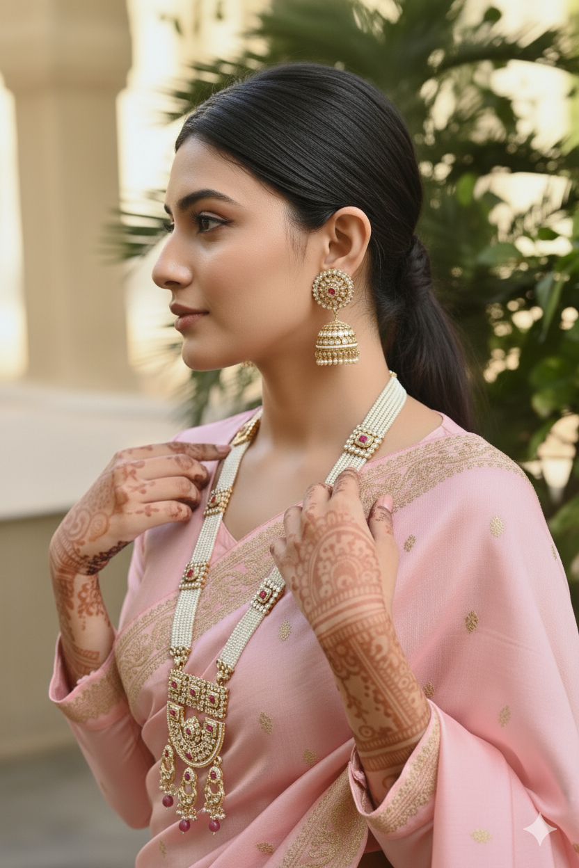 Pink Rabya Kundan Jewellery Set