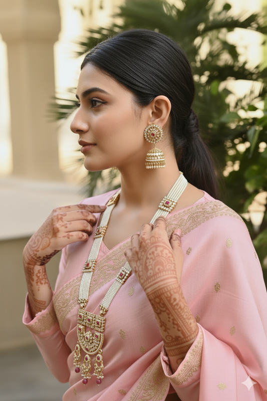 Pink Rabya Kundan Jewellery Set