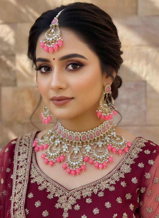 Pink Tina Kundan Jewellery Set
