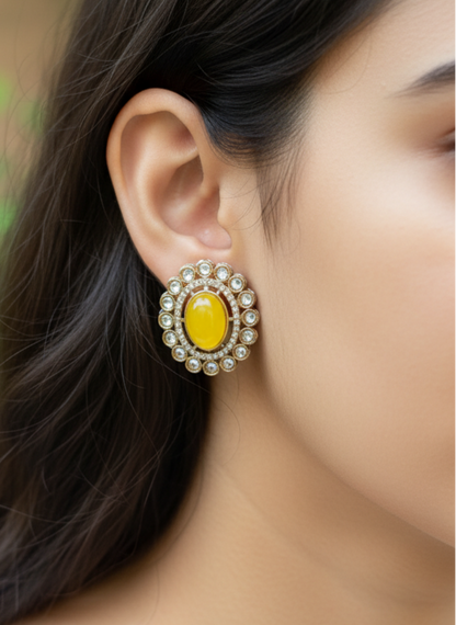 Antique Yellow Iris Studs