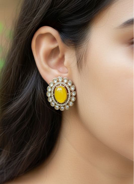 Antique Yellow Iris Studs