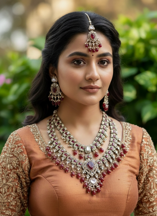Maroon Elara Kundan Bridal Jewellery Set