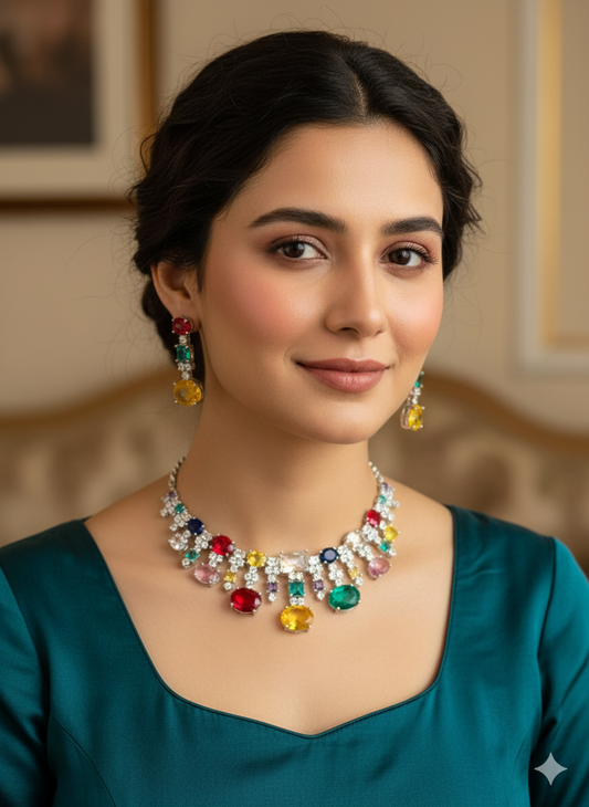 Multicolour Subhi Zirconia Necklace