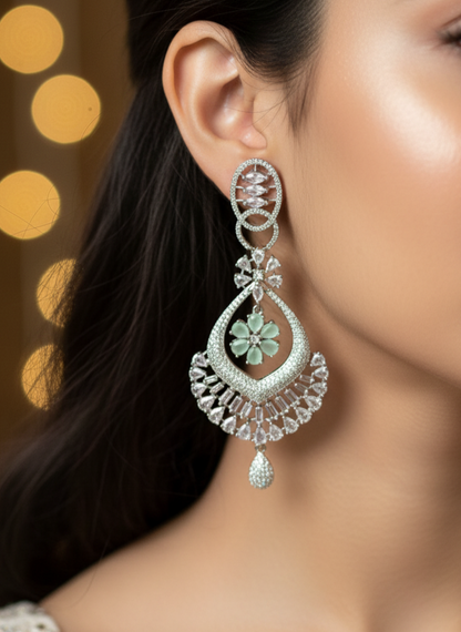 Mint Navy Zirconia Earrings