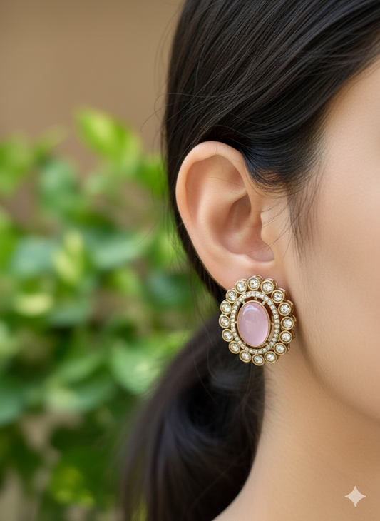 Antique Pink Iris Studs