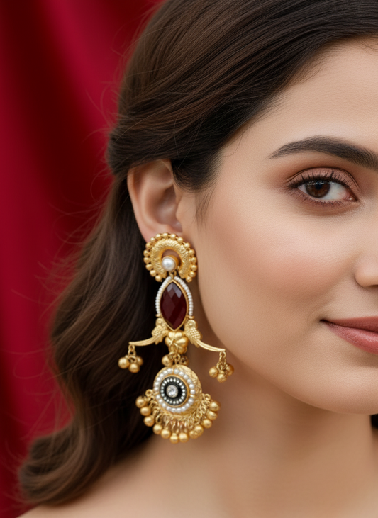 Maroon Zoya Kashmiri Earrings