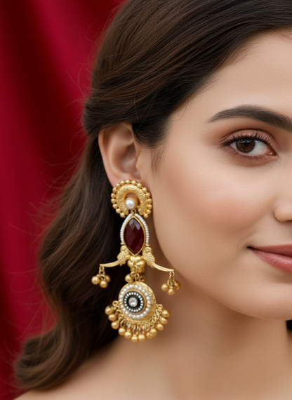 Maroon Zoya Kashmiri Earrings