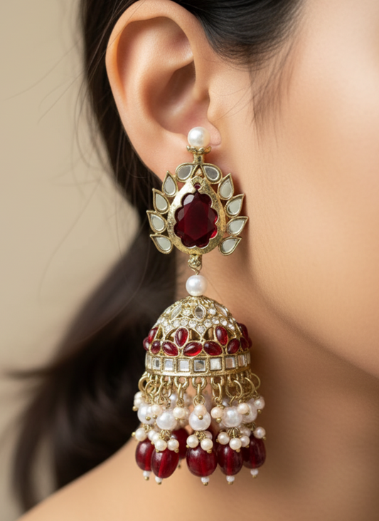 Maroon Mohana Jhumkis