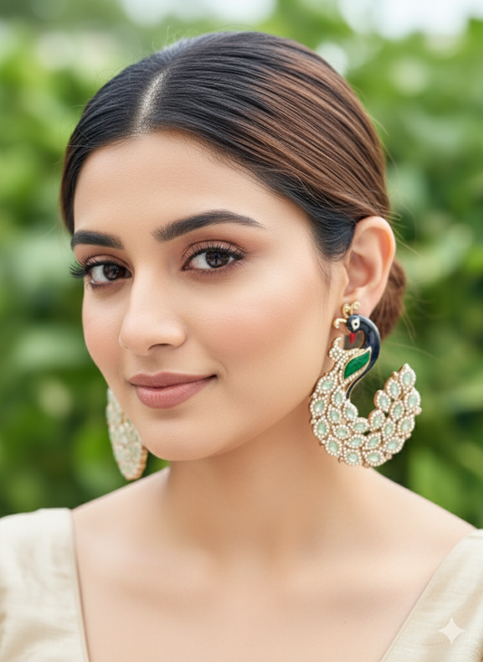 Kundan Peacock Earrings