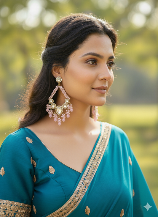 Kundan Lavender Aria Danglers