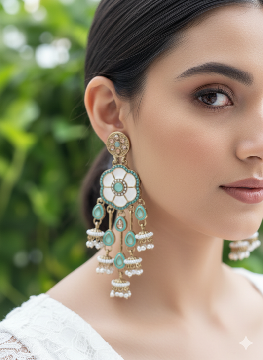 Turquoise Amara Kundan Danglers
