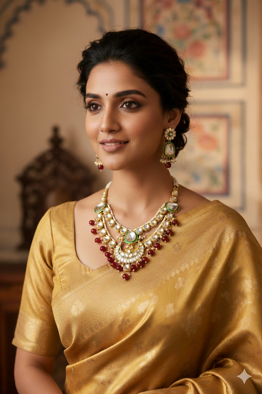 Maroon Aana Kundan Jewellery Set