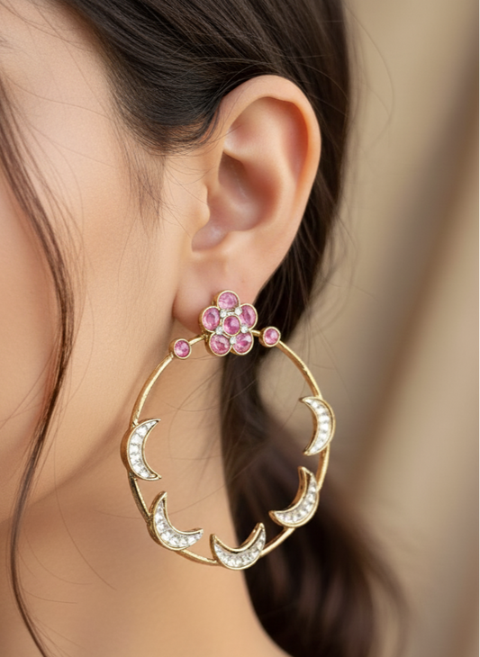 Pink Geet Hoops Chandbalis