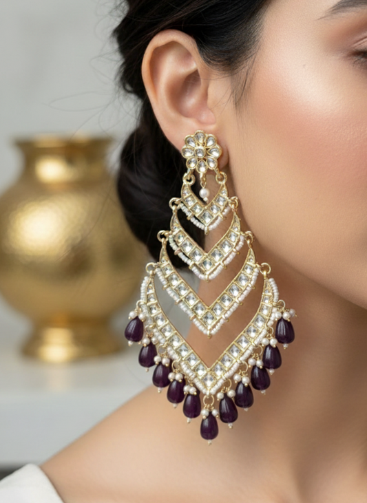Purple Palak Danglers