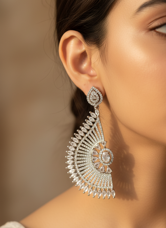 Silver Sanvi Zirconia Earrings