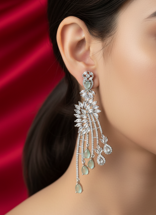 Mint Varansi Zirconia Earrings
