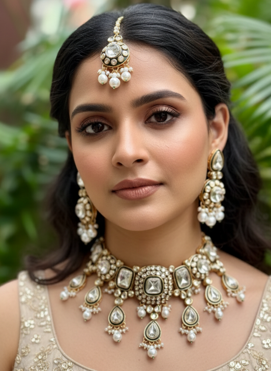 Ivory Nia Kundan Jewellery Set