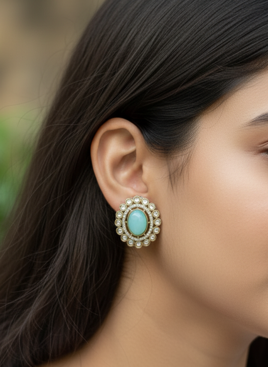 Antique Turquoise Iris Studs