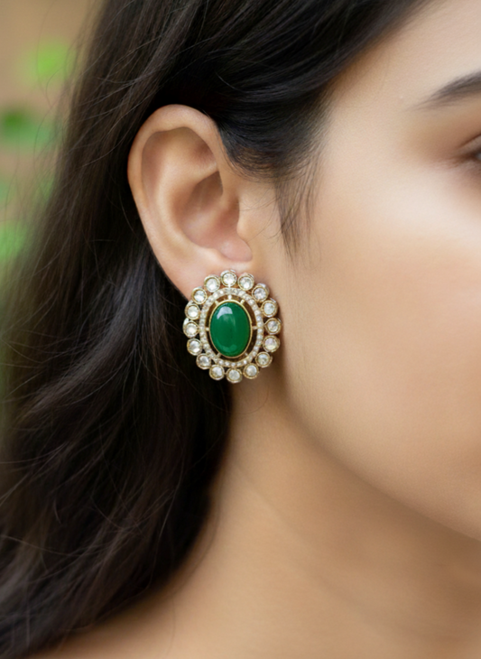 Antique Green Iris Studs