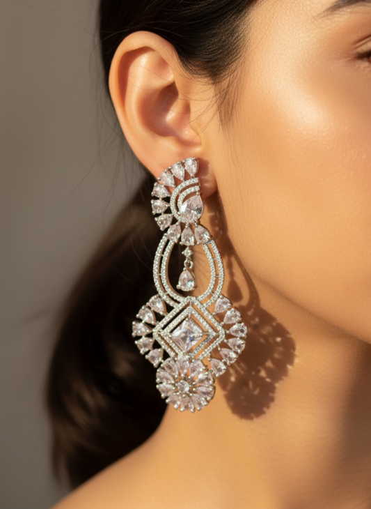 Silver Andy Zirconia Earrings