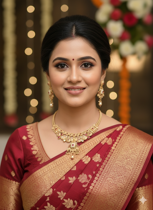 Red Mira Kundan Jewellery Set