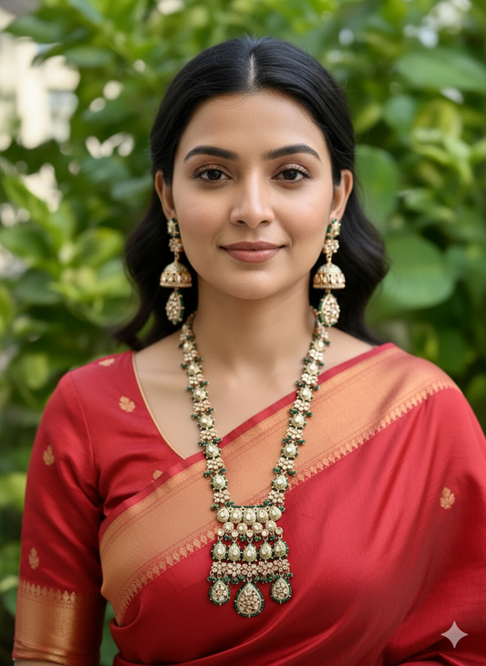 Green Avni Kundan Jewellery Set